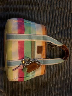 Coach Multicolor Watercolor Stripe Canvas Tote Bag