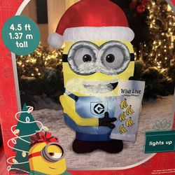 Gemmy Minions 4.5’ Dave Banana Wishlist Lighted Christmas Airblown Inflatable