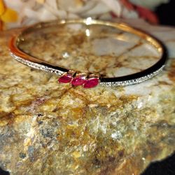 Ruby & Diamond Bangle Bracelet 