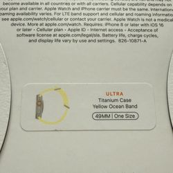 NEW Apple Watch Ultra GPS + Cellular 49mm Natural Titanium Case with Yellow Ocean Band