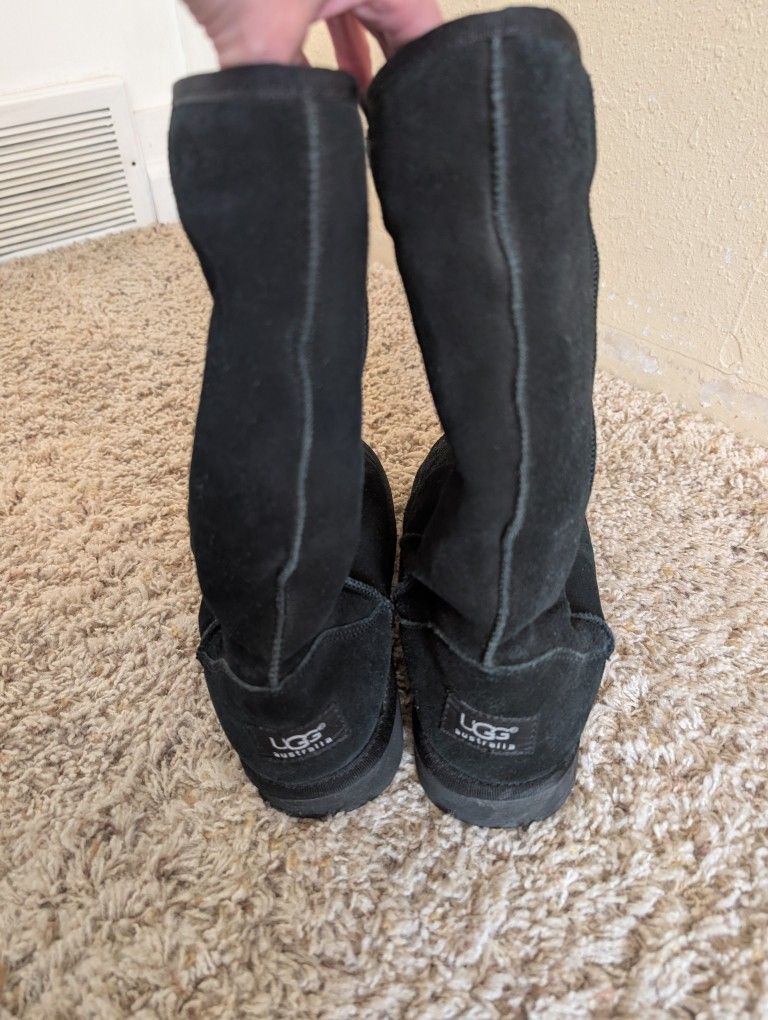 Women's Black Classic Tall Sheepskin UGG Boots