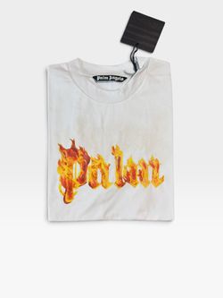 Palm Angels Flame Logo White T-Shirt
