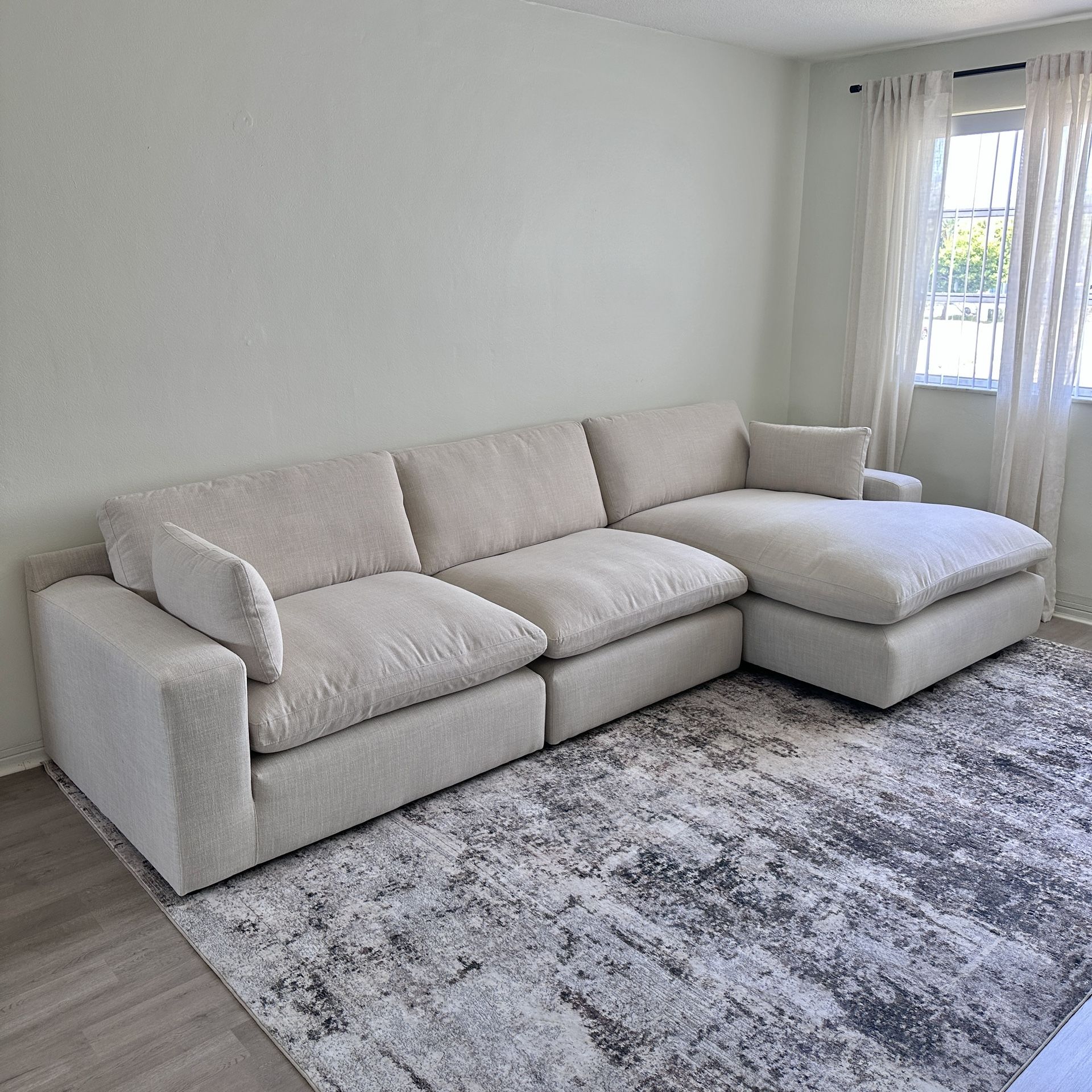 Beige Linen Cloud Couch Sectional (NEW)
