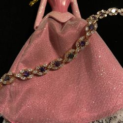 Genuine 16.0ctw Amethyst & Sapphire Bracelet 