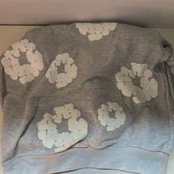 Gray denim tear hoodie