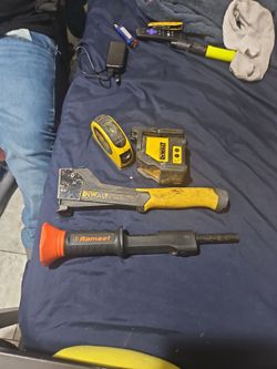 Dewalt handheld stapler, Ramsey powder fastening system, dewalt laser chalk line , Strait line laser level