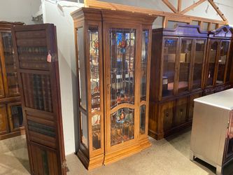 Stained Glass Single Door Curio Cabinet