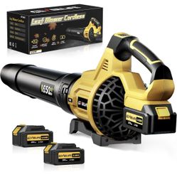 GEVEELIFE Leaf Blower Cordless, 650CFM & 3 Speed Levels, Electric Cordless Leaf Blower with 2 * 5.0Ah Battery Powered, Blowers for Lawn Care, Yard, Bl