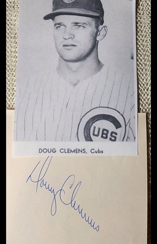 Doug Clemens Signed Photo - 1966 68 Phillies Cubs 8 4X5 with picture and Holo Coa