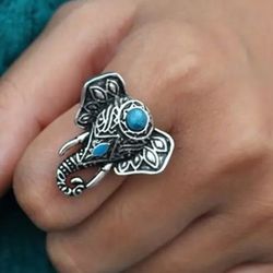 🫠😻GORGEOUS TURQUOISE ELEPHANT RING -ADJUSTABLE 
