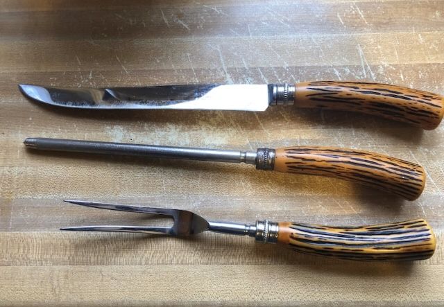 Vintage Crown Sheffield England Stainless Steel Antler Bakelite
