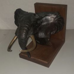 David Schaefer Sculpture/Bookend African Elephant Bronze