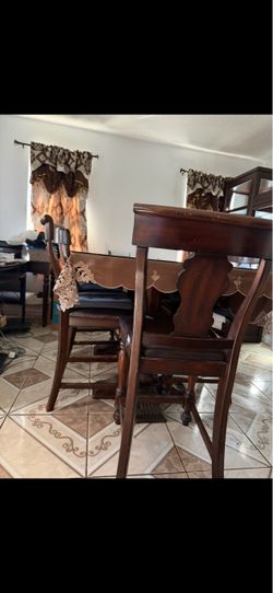 Dark Wood Dining Table with Chairs