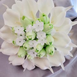 NEW! BRIDE WEDDING BOUQUET AND GROOM BOUTONNIERE SET