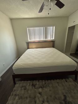 King size bed and Japanese bamboo bed frame set