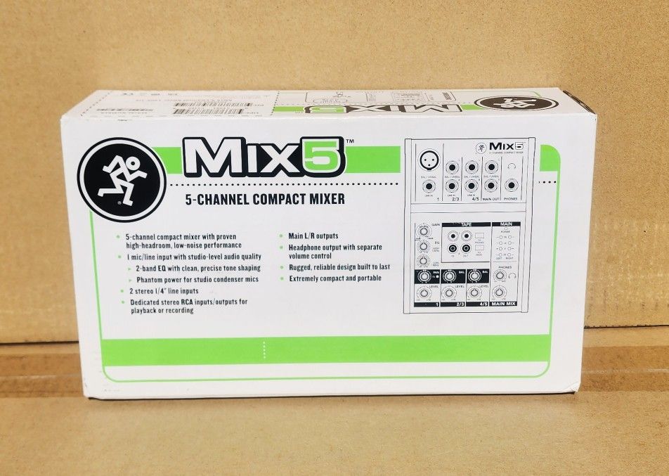 Mackie Compact 5 Channel Mixer XLR 1/4" RCA Inputs Mix5 Studio Live Vocal DJ Mixboard 🚨 Payment Options Available 🚨 No Credit Needed 🚨 