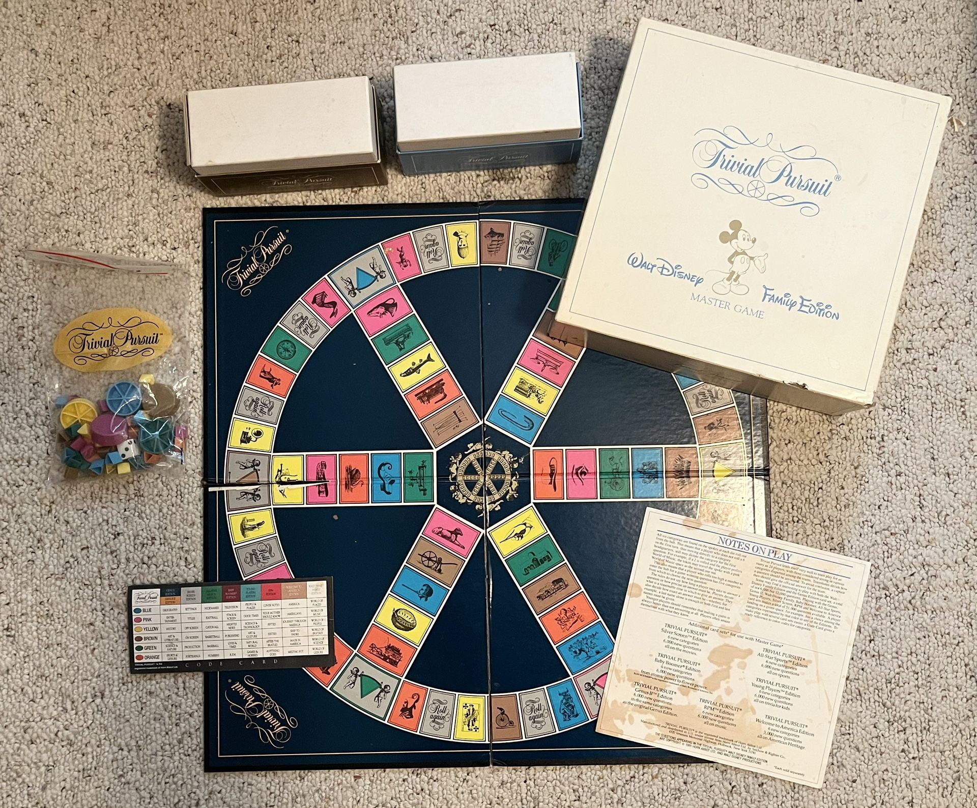 Vintage Walt Disney Trivial Pursuit Family Edition Game 1985 Complete Set