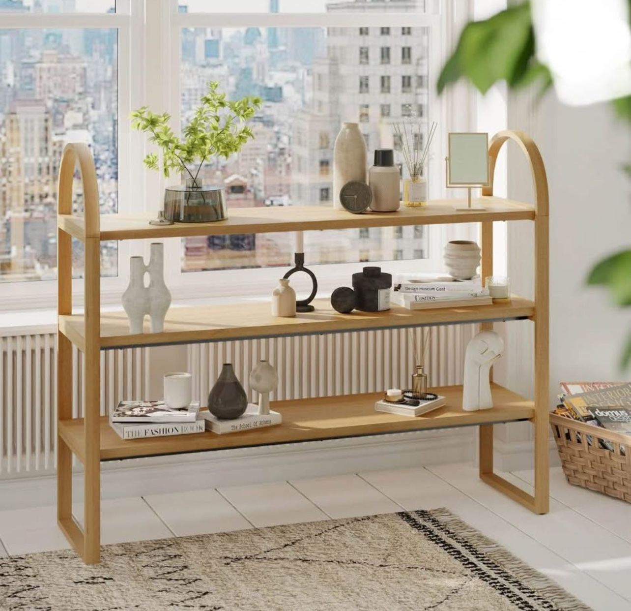 3-Shelf Open Bookcase, Organizer, Warm Honey Finish, New
