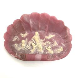 Vintage Pink Incolay Cameo Soap Dish