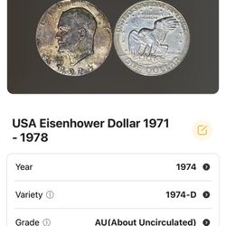USA Eisenhower Dollar Coin 1974 