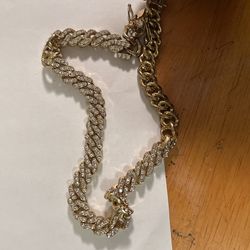Iced Miami Cuban Link Chain necklace with rhinestones