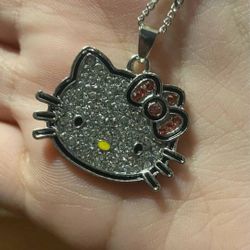 Rhinestone Kitty Necklace/ y2k Hello Kitty Inspired Necklace / Hello Kitty Inspired Gift
