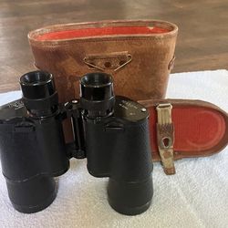 Vintage Mercury Japanese Binoculars/Leather Carrying Case 10x50mm No 5044