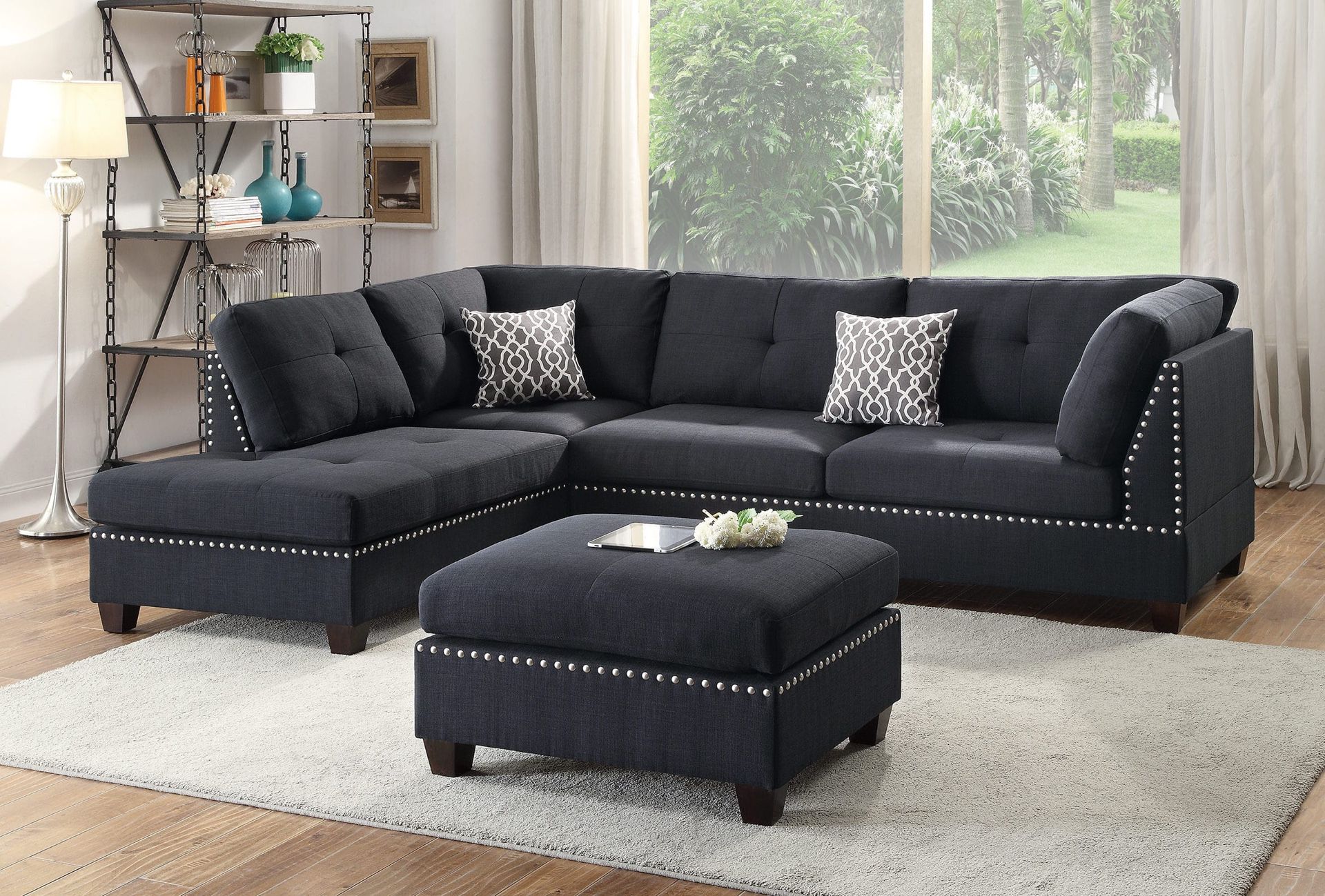 3pc Sectional Sofa w Ottoman @Elegant Furniture