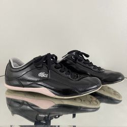 LACOSTE Black Pink Shua 2 Lace Leather Sneaker Shoes