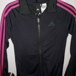 Womens Adidas Jacket y Size Large Black Pink