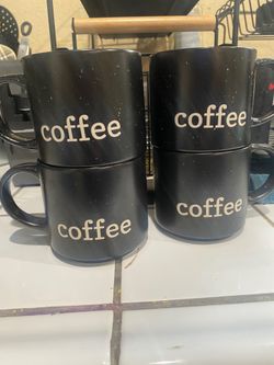 Coffee labeled black mugs