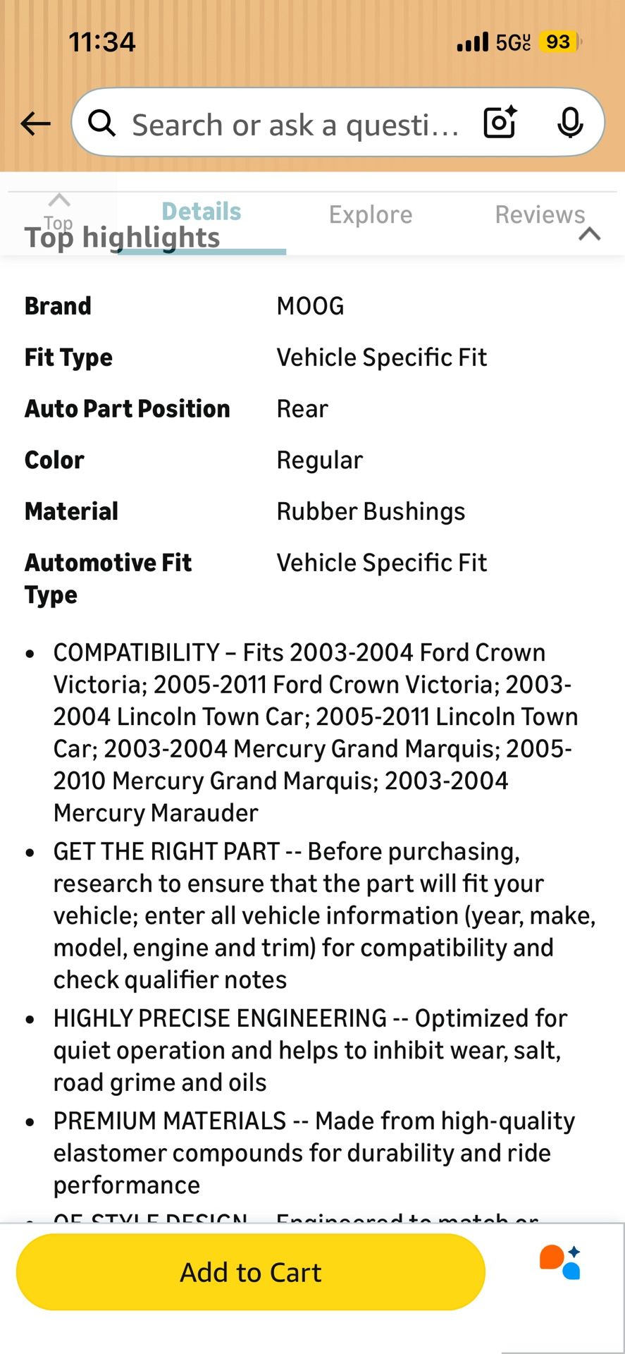 Front Lower Control Arm Rearward Bushings