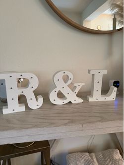Letter blocks and canvas photo stand