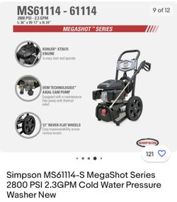 Simpson ms61114 sale pressure washer