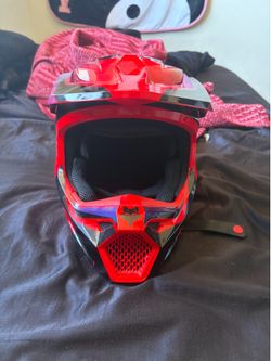 Fox Racing Motocross Helmet + 100% Goggles - Red/Black - Great Condition