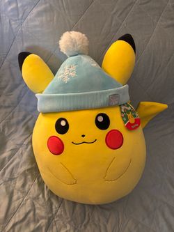 Squishmallows Pokémon Holiday Winter Pikachu Christmas Plush with Blue Hat 14"