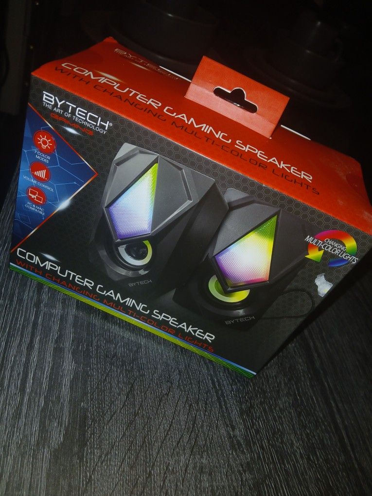 Bytech Gaming Computer Speakers. Multi-color LED Lights 