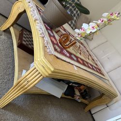 Vintage Coffee Table With Glass Top, Good Quality 