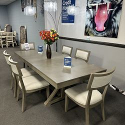 7PC Gray Dining Table Set