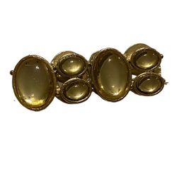 Gold Tone Glass Cabochon Stretch Bracelet 