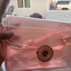 Women pink clear trough bag