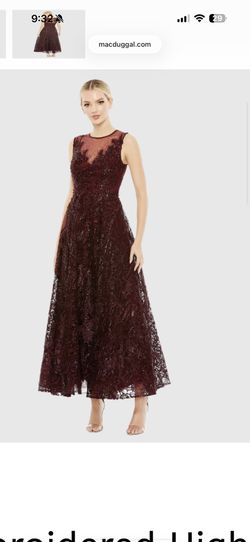Mac Duggal 20421 Burgundy Holiday Dress 