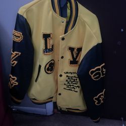 Iouis Vuitton Leather Embroider Varsity jacket