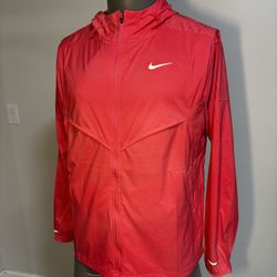 Nike Men LARGE Running Repel UV Windbreaker Adobe/Pink Packable Full Zip REFLECT