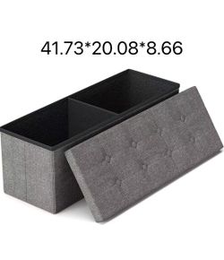 Gray Tufted Folding Storage Ottoman Bench