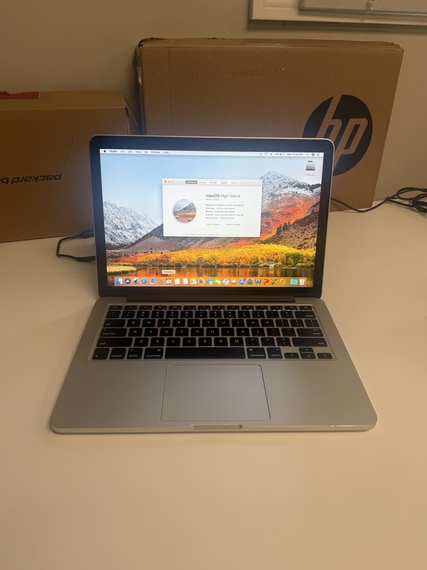 Apple 13” MacBook Pro 2015 2.9ghz Core i5 16gb RAM 500gb Flash macOS Retina HDMI