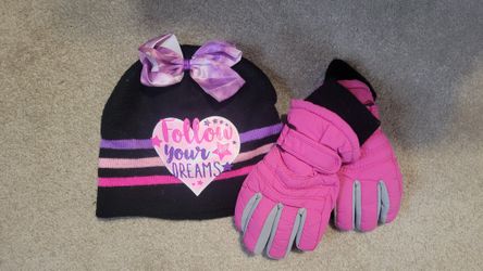 Girls Hat & Gloves; Size 5/6