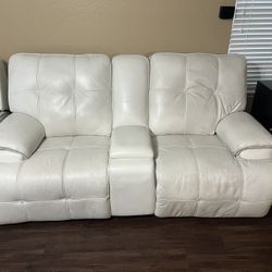 White Sectional With Recliner 