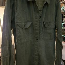 Hollister Medium Green Button Front Shirt 