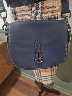 Coach Blue Glovetanned Leather Saddlebag